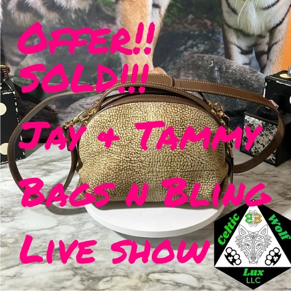 BORBONESE Handbag Global Pattern Beige Suede x Leather - Picture 1 of 17